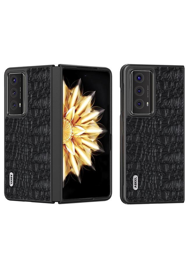 اس-توب جراب هاتف Honor Magic V2 من ABEEL مصنوع من الجلد الطبيعي مع حافة سوداء - Image 1