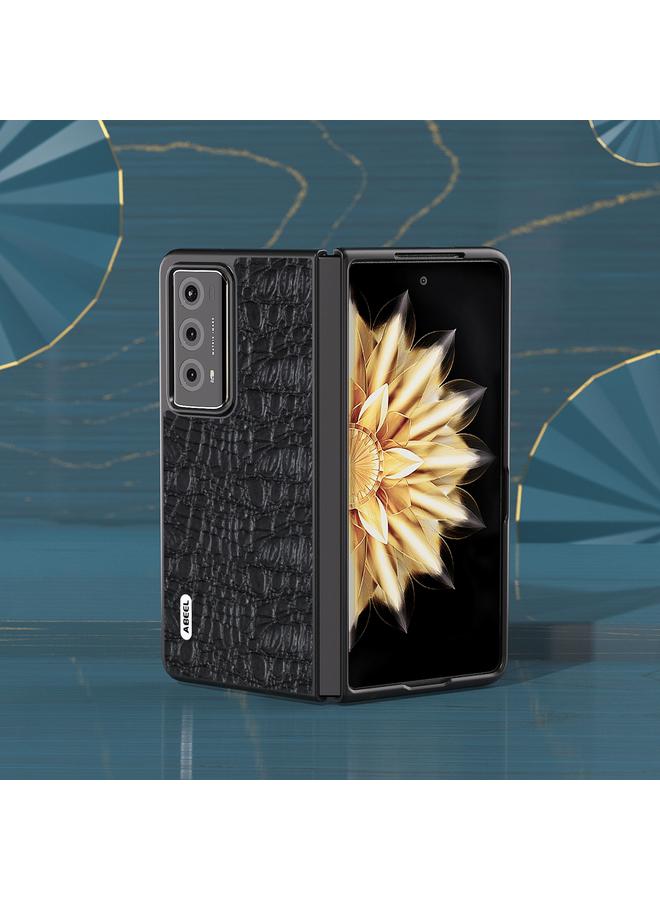 اس-توب جراب هاتف Honor Magic V2 من ABEEL مصنوع من الجلد الطبيعي مع حافة سوداء - Image 2