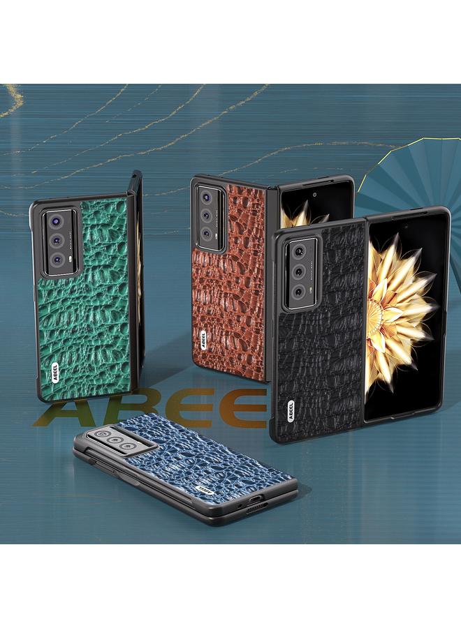 اس-توب جراب هاتف Honor Magic V2 من ABEEL مصنوع من الجلد الطبيعي مع حافة سوداء - Image 5