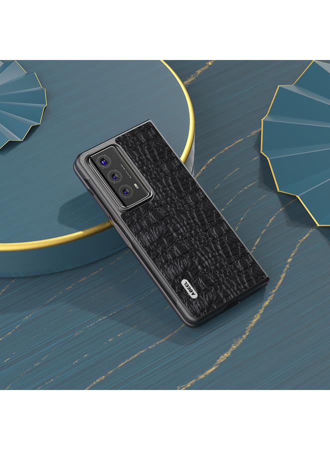 اس-توب جراب هاتف Honor Magic V2 من ABEEL مصنوع من الجلد الطبيعي مع حافة سوداء - Image 3