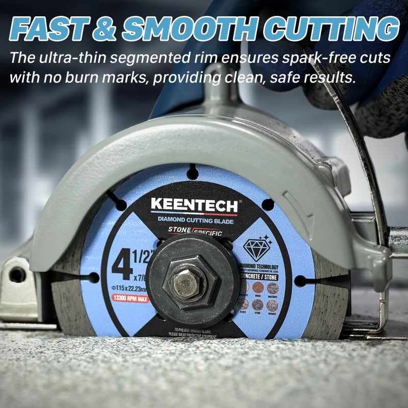 KEENTECH Segmented Diamond Saw Blade 4-1/2 inch, for Smooth Cutting Concrete Marble Granite Brick Masonry, Diamond Blade for Angle Grinder, 4.5" Dry or Wet Cutting Concrete Saw Blades (2-Pack) - Image 3