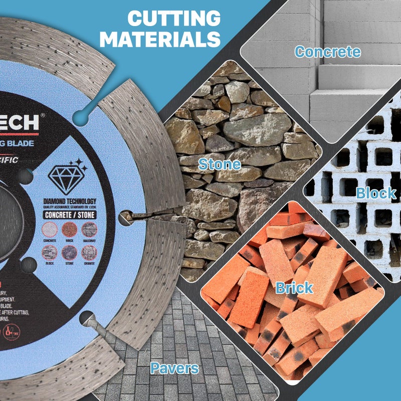 KEENTECH Segmented Diamond Saw Blade 4-1/2 inch, for Smooth Cutting Concrete Marble Granite Brick Masonry, Diamond Blade for Angle Grinder, 4.5" Dry or Wet Cutting Concrete Saw Blades (2-Pack) - Image 5