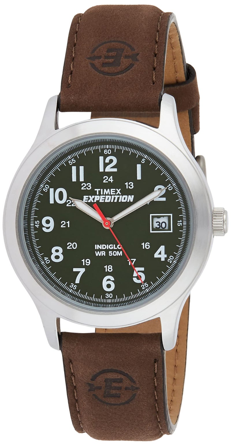 Timex Men's T40051 Expedition Metal Field Brown/Olive Leather Strap Watch - Image 1