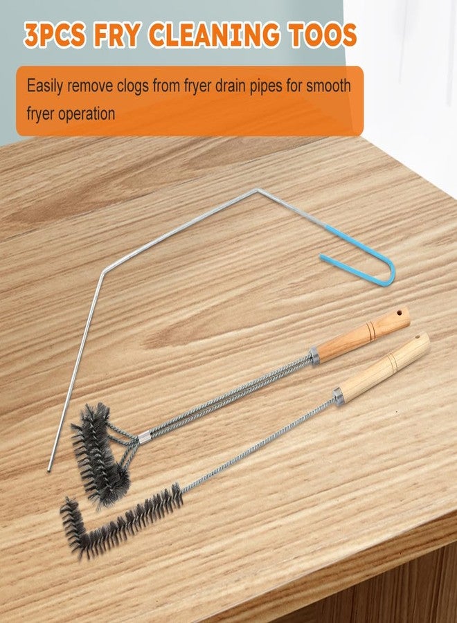 HONUTIGE 3 pcs Stainless Steel Fryer Cleaning Tools, Including L-Shaped Fryer Cleaning Brush Kitchen Fryer Cleanout Rod Long Handle Deep Fryer Basket Cleaning Brush Kitchen Restaurant Accessories - Image 2