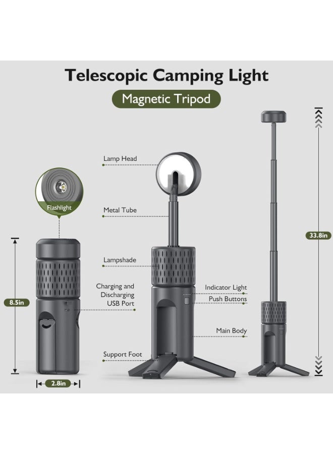 SMARTX Portable Rechargeable Camping Light, Multi-Functional Outdoor Light, Telescoping Light, Telescopic Camping Lantern, Cordless Work Light with Adjustable Stand, Brightness Adjustment, Rechargeable Camping Lantern, Outdoor Tent Light,Hiking,Emergency,Fishing,Camping Essentials,IP54 Waterproof - Image 3