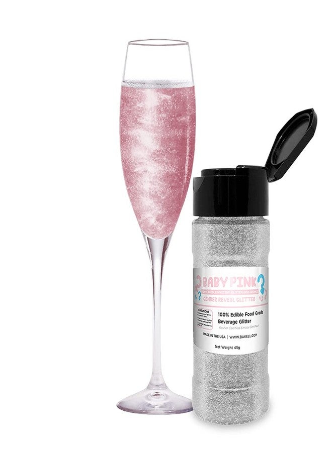 Bakell Brew Glitter Baby Pink Gender Reveal Color Changing Edible Drink Glitter (45g, 1x Jars) for Clear Cocktails, Mocktails and other Beverages! - Image 1