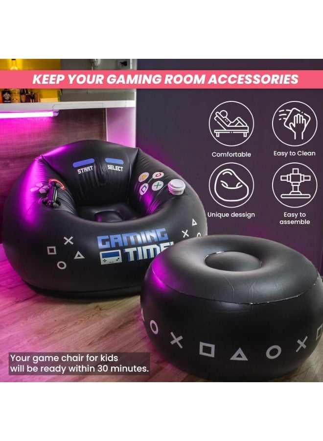 WALALLA 2 Pack Foldable Portable Inflatable Bean Bag Sofa, Inflatable Bean Bag Chairs, Beanless Bag, Inflatable Lounge Chair, Lazy Sofa, Lazy Chair, Air Gaming Chair with Cup Holders and Side Pocket - Image 2