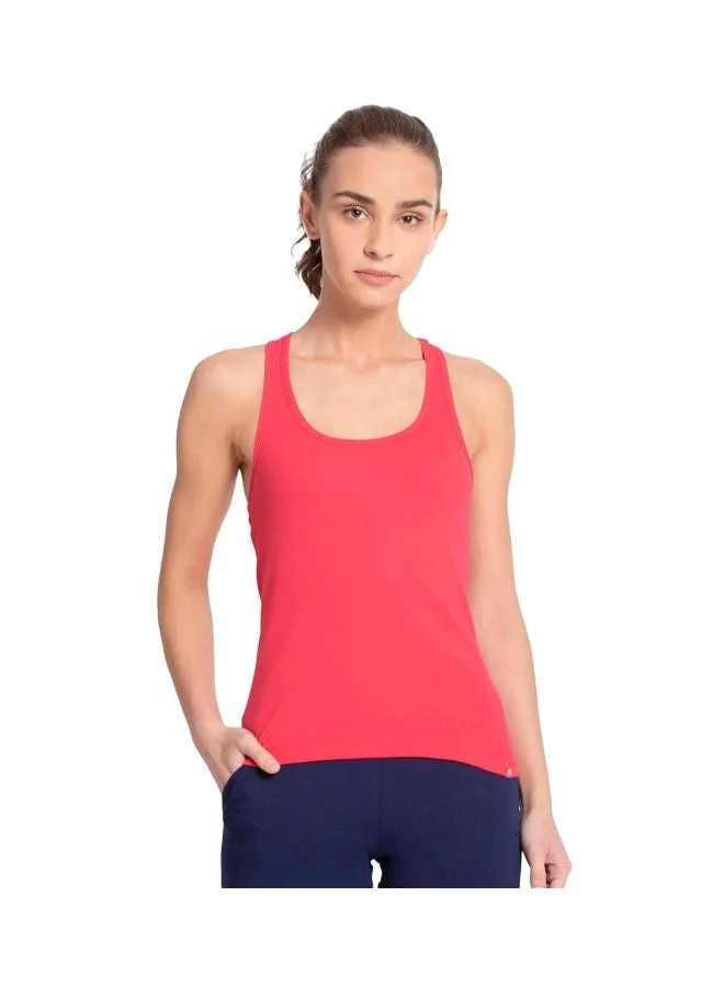 1467 Women Super Combed Cotton Rib Fabric Slim Fit Solid Racerback Styled Tank Top