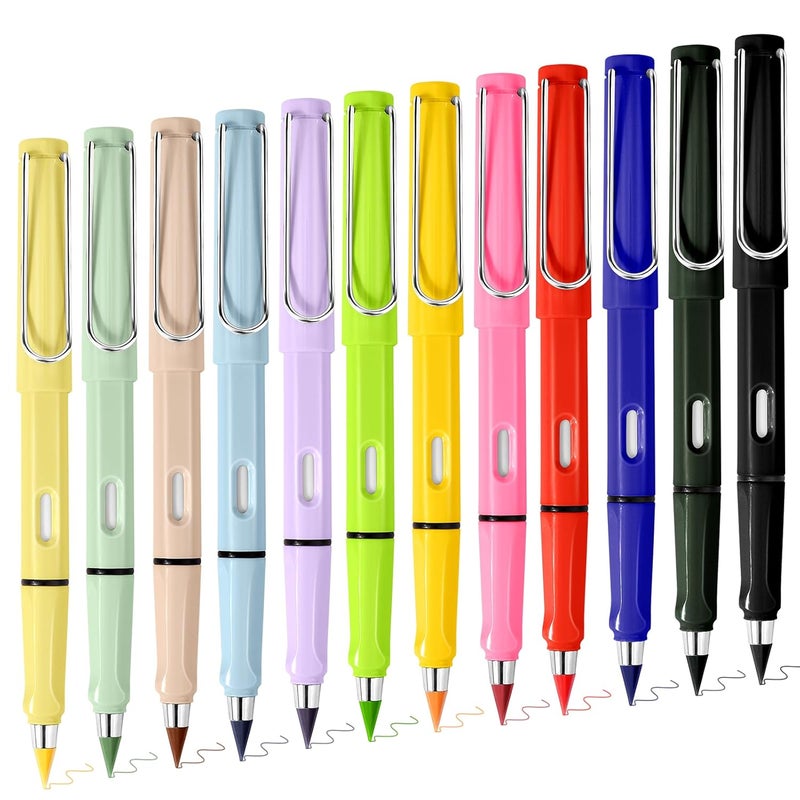Palksky Forever Colored Pencils 12 Count Infinity Pencil Coloring Metal Pencils Everlasting Pencil with Eraser Color Pencil Set Eternal PencilInkless PencilLapiz Infinito - Image 1