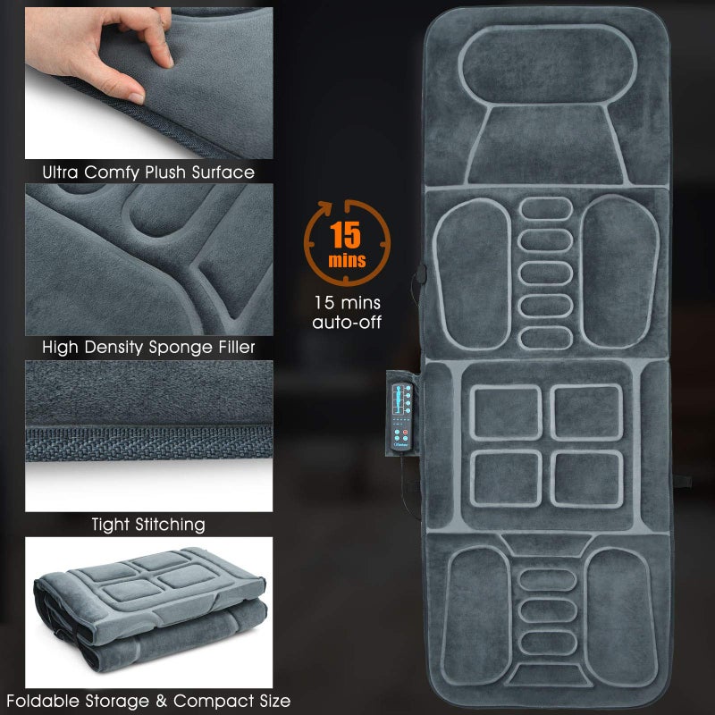 ERGOMASTER Massage Mat with 10 Vibrating Motors Heating Pad Full Body Massager Pad Cushion for Relieving Neck, Back, Waist, Legs (Massager mat-fi01) - Image 3