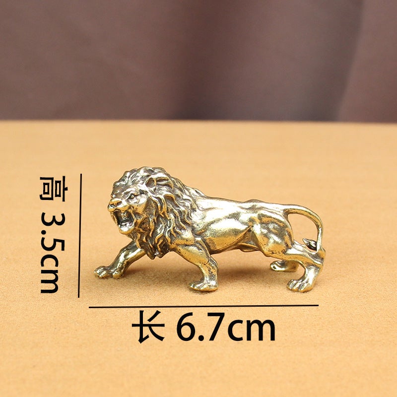 Solid Brass Mini Lion Statue Decor Large lion ornaments weigh about 115g 