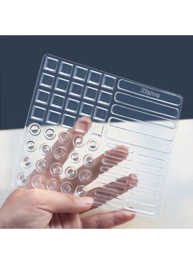 Xfenvs Cabinet Door Bumpers, 61 PCS Clear Soft Rubber Bumper Pads, Strong Self-Adhesive Cabinet Stoppers Multi-Shape Suitable for Different Furniture Sound Dampening Buffer Pads (1 Pack 4 Sizes, Clear) - Image 1