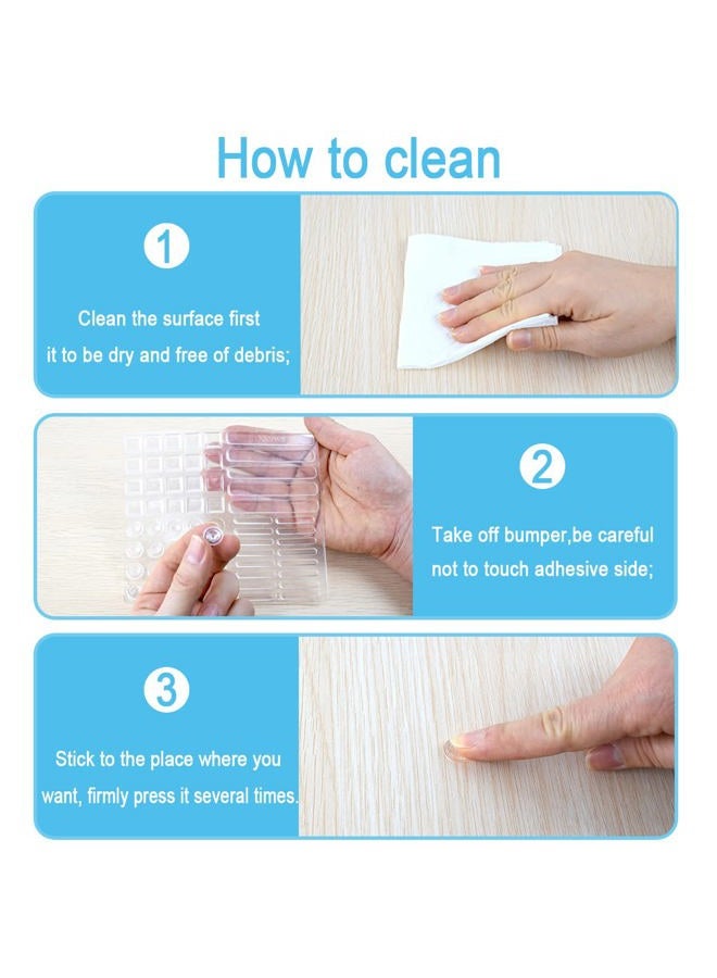 Xfenvs Cabinet Door Bumpers, 61 PCS Clear Soft Rubber Bumper Pads, Strong Self-Adhesive Cabinet Stoppers Multi-Shape Suitable for Different Furniture Sound Dampening Buffer Pads (1 Pack 4 Sizes, Clear) - Image 5
