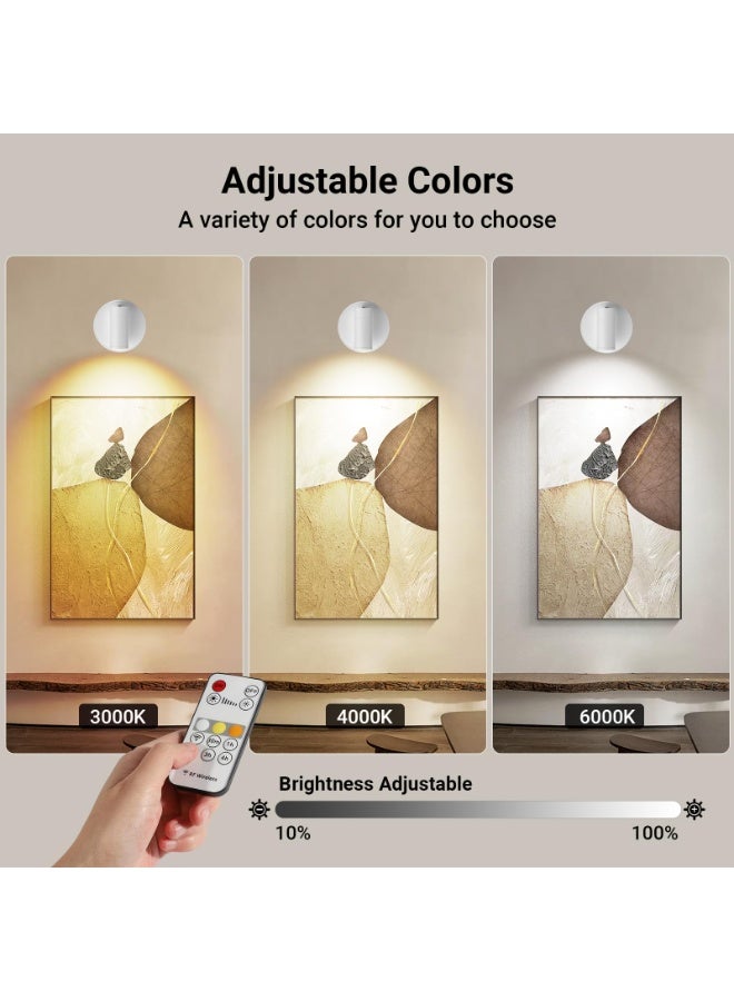 Wireless Led Spotlight Indoor, Plant Spotlight Indoor with Remote Dimmable, 350° Rotate, Rechargeable Uplighting Battery Powered Ceiling Light for Artwork Painting Plant Picture Lights-White - Image 5