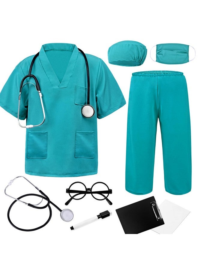 ZZIHAN Doctor Costume For Kids Scrubs Sets Nurse Scrubs Costume Veterinarian Costume Doctor Accessories Toys Stethoscope Nursing Clipboards Toddlers Boys Girls 3-4T Brithday Party Halloween Dress Up - Image 1