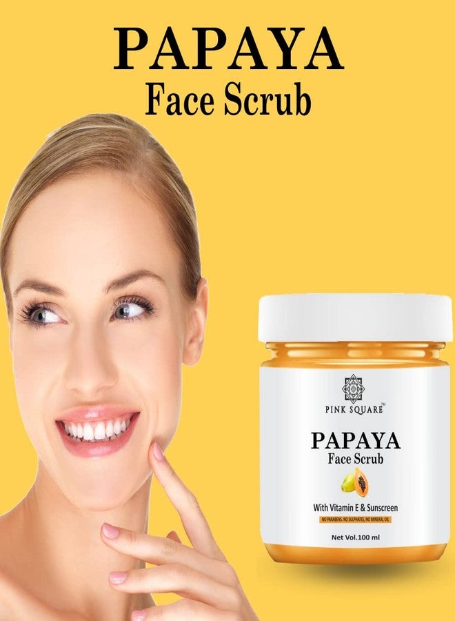 Pink Square Papaya Facial Scrub for Glowing Skin (Pack of 2, Each 100 gram)|Deep Cleansing and Gentle Exfoliation Paraben-Free Helps Reduce Tan Enhances Skin Radiance and Supports Pore Cleansing| - Image 1
