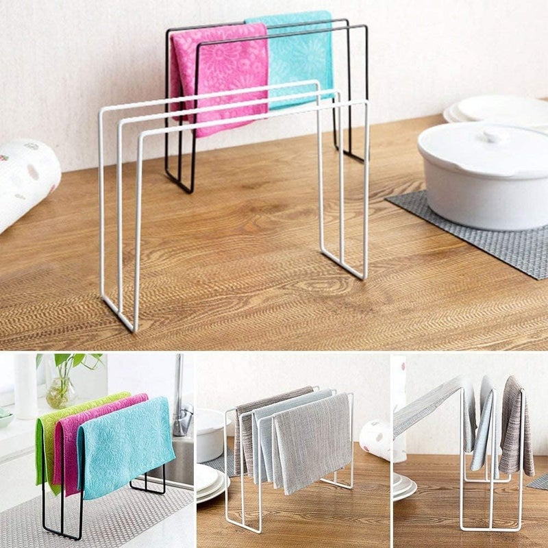 Indian Decor 21431 Table Organizer Towel Rack Towel Rag Holder Dishcloth Holder Stand Cleaning Cloth Drying Organizer Multi-Purpose Kitchen Bathroom Rack Stand Socks Hanger / (White) Made in India  - Image 3