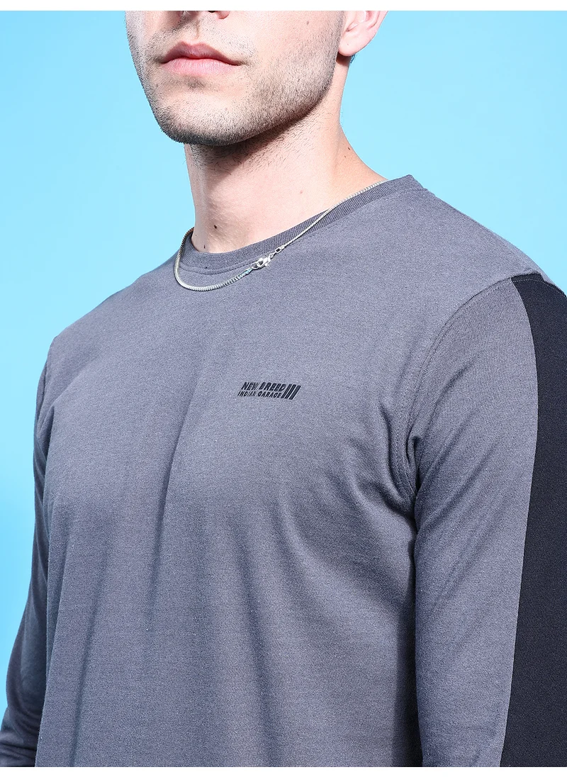 شركة المرآب الهندية Men Slim Fit Casual Solid Round Neck Printed T-Shirt