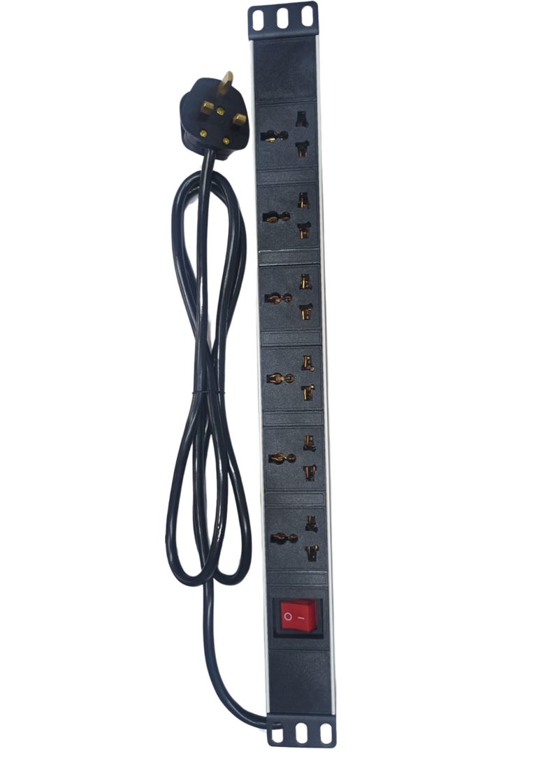 1U 19" 6-Outlet PDU | Universal Outlets | 220-250V AC | 13A Rated | CE & RoHS Certified - Image 1