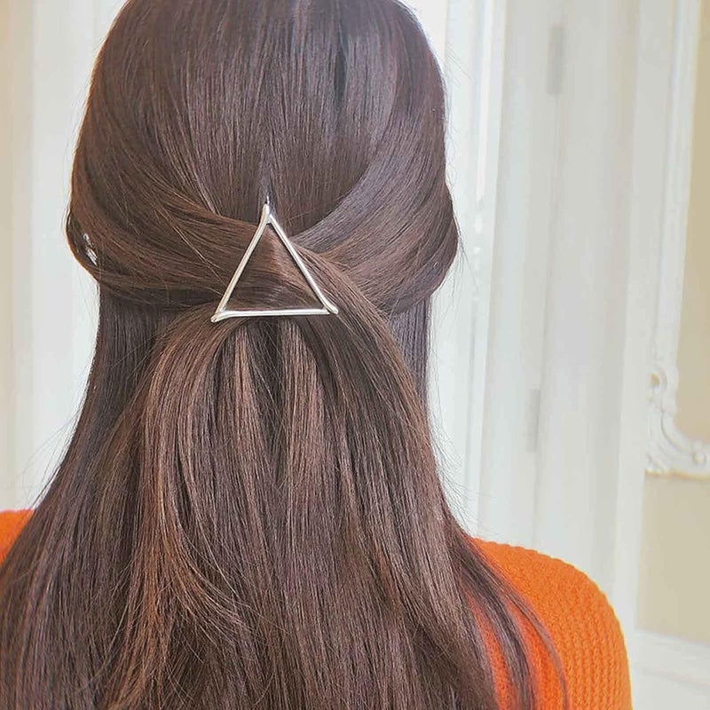 Boho Triangle Hair Clip Barrette Metal Silver Geometry Hairpin Minimalist Hair Holder Modern Hair Accessories for Women and Gilrs Silver Triangle