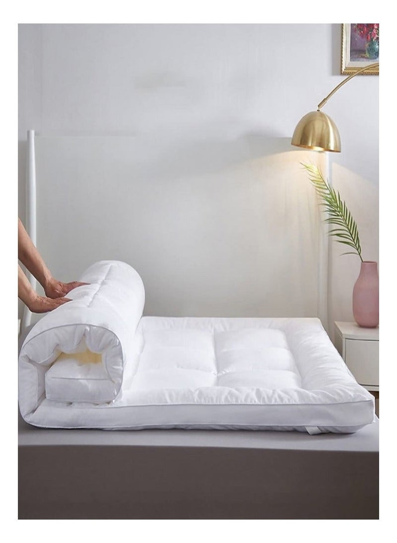 Comfy 180 x 200 x 10cm Hotel Style White Mattress Topper with Fiber Filling - Image 4
