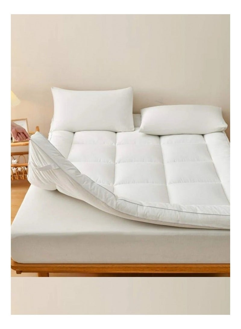 Comfy 180 x 200 x 10cm Hotel Style White Mattress Topper with Fiber Filling - Image 3