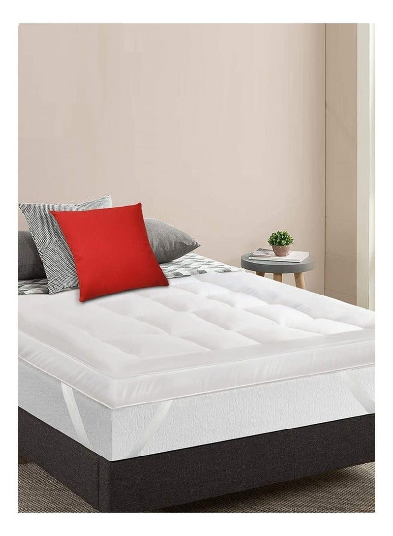 Comfy 180 x 200 x 10cm Hotel Style White Mattress Topper with Fiber Filling - Image 2