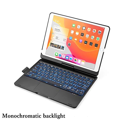 HENGHUI 360 Rotatable Touch Keyboard for iPad 9th/8th/7th Gen 10.2 inch & iPad Air 3rd Gen/Pro 10.5 - Foldable Backlight Keyboard with Trackpad, Black - Image 4