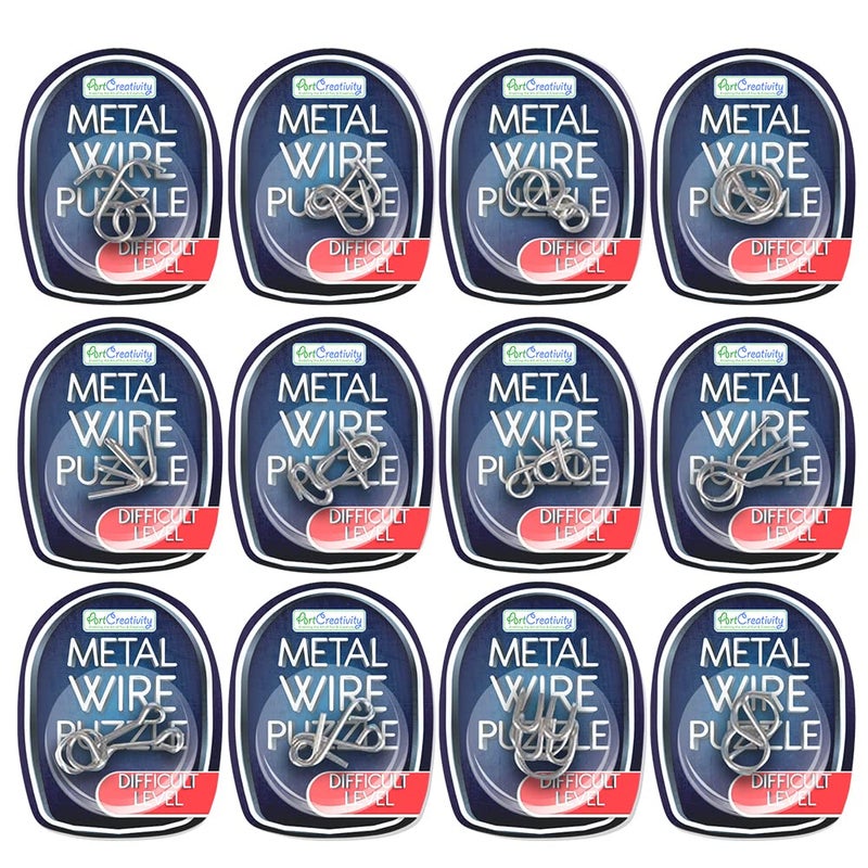 ArtCreativity Gamie Brain Teaser Puzzles, Metal Wire Puzzle Set of 12 Unique Individually IQ Wire Metal Puzzles - Fun Brain Teaser IQ Game - Great Educational Toy for Party Favor Kids and Adults Challenge - Image 1