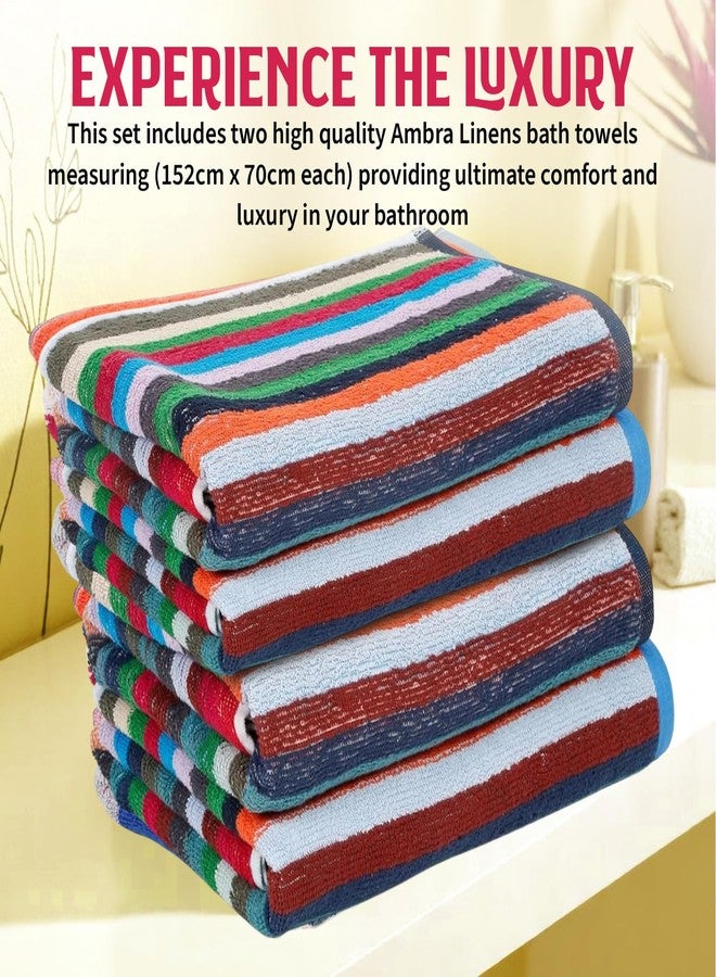 Ambra Linens طقم مناشف حمام أمبرا لينينز 500 غرام/متر مربع، فائقة الامتصاص، مصنوعة من القطن الخالص 100%، ناعمة وفخمة، مناسبة لجميع الفصول، مقاس كبير جدًا، بتصميم كابانا، مثالية لحمام السباحة والشاطئ والمنتجعات الصحية والصالات الرياضية - Image 5