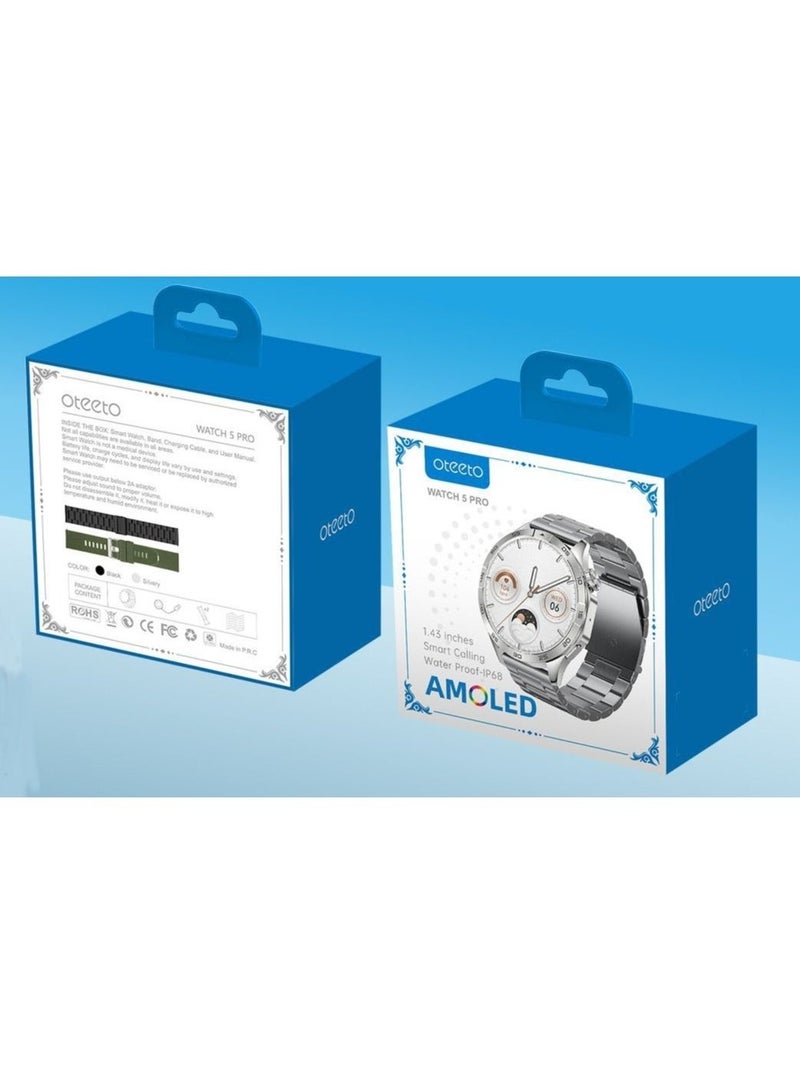 oteeto  Watch4 Classic Smart Watch, Rotating Bezel, Health Monitoring, Fitness Tracker, Bluetooth, 42mm, Black (UK Version) - Image 4