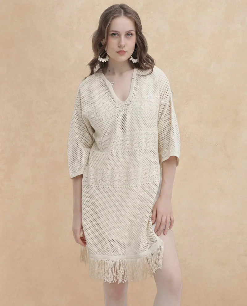 Rareism Women's Resort Knee-Length Flat Knit Dress