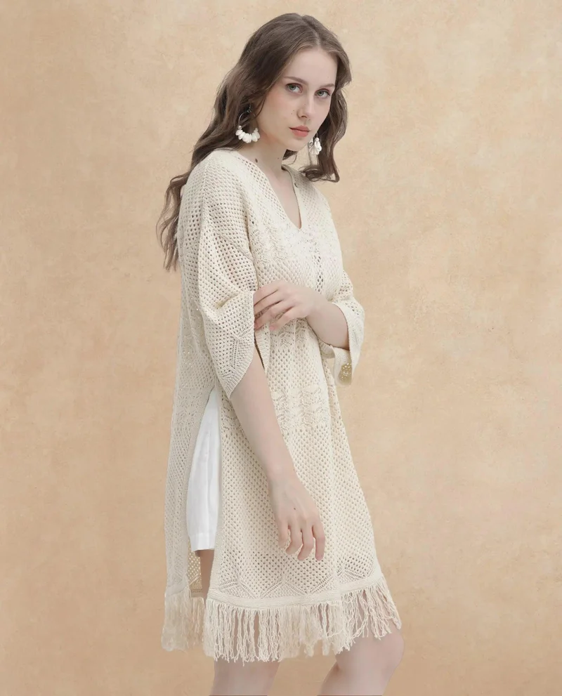 Rareism Women's Resort Knee-Length Flat Knit Dress