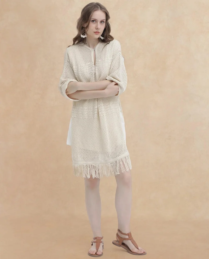 Rareism Women's Resort Knee-Length Flat Knit Dress