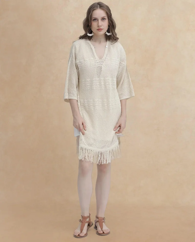ريريزم Women's Resort Knee-Length Flat Knit Dress