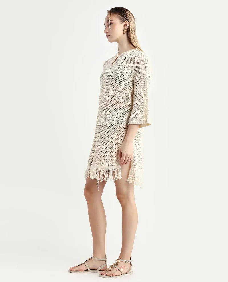 Rareism Women's Resort Knee-Length Flat Knit Dress
