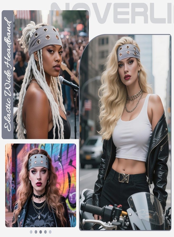 Noverlife Gray Headband with Holes, Y2K Grommet Headband Fashionable Punk Headbands for Women, Halloween Grunge Headbands Casual Hollow Out Y2K Hair Accessories with Circle Holes for Girls - Image 2