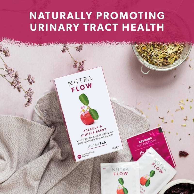 Nutra Tea Nutraflow UTI Tea with Acerola & Juniper Berry - 20 Biodegradable Tea Bags for Urinary Tract Relief - Image 4