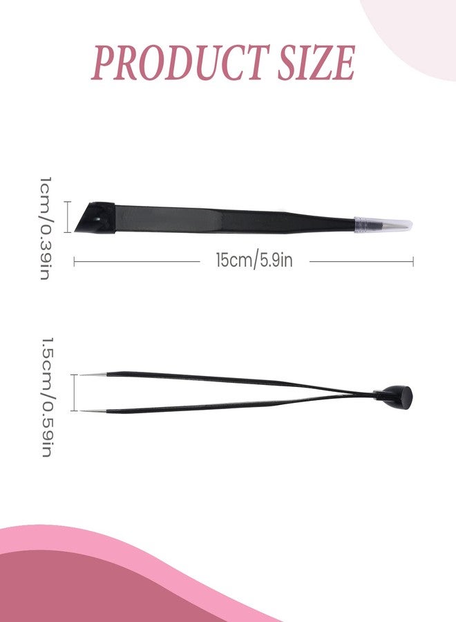 NUOMI 2 Pcs/Set Straight Nail Tweezers Probe Tips Metal Tweezers with Silicone Pressing Head for Nail Art, Picking Gems Rhinestones Acrylic Gel Stickers Eyelash Extensions - Image 3