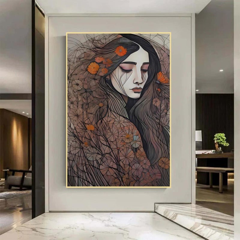 ماركتنا لوحة قماشية بتصميم فتاة مع برواز مجوف مقاس (50×70) قطعة واحدة - Image 1