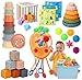 Wattne Baby Toys 6 to12 Months 7 in1 Montessori Toy for 691218 Month Old with Pull String Toy Sensory Bin Toys Stacking Baby Blocks Soft Infant Ring Sensory Ball Stacking Cups for Toddler 13Gift - Image 3