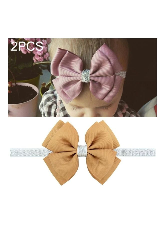 NIBEMINENT 2-Piece Baby Hair Bow Fower Headband Multicolour - Image 1