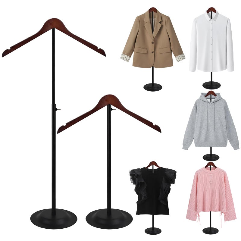 Eunika 2 Pack Adjustable T Shirt Display Flexible Shoulder Stand, 16-31 Inch Portable Metal Shirt Rack Display Stand Garment Coat Holder for Clothing Garment Coat Retail Vendor, Cloakroom - Image 1