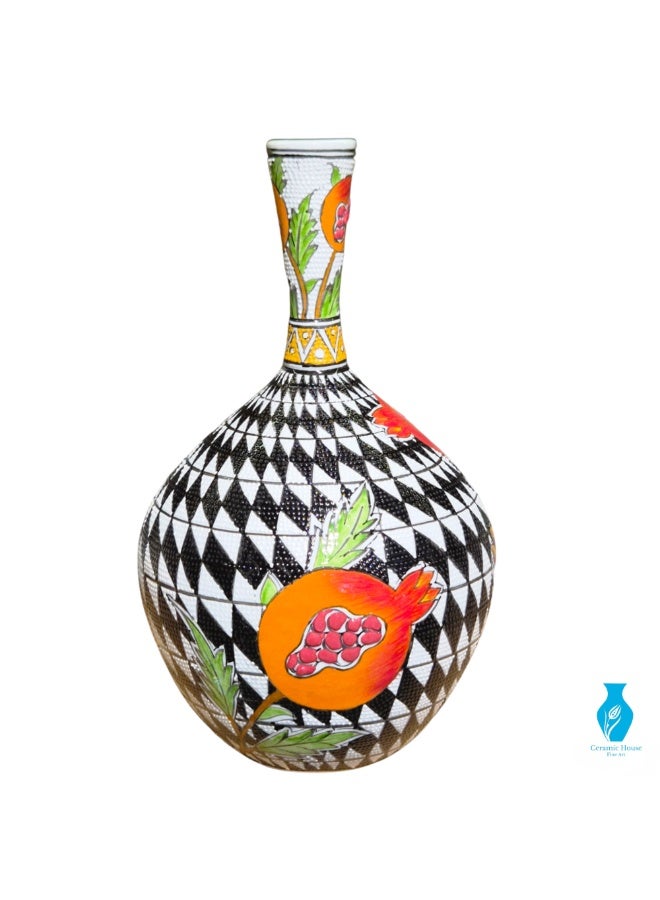 30 cm Handcrafted Decorative Vase with Pomegranate Design - Image 1