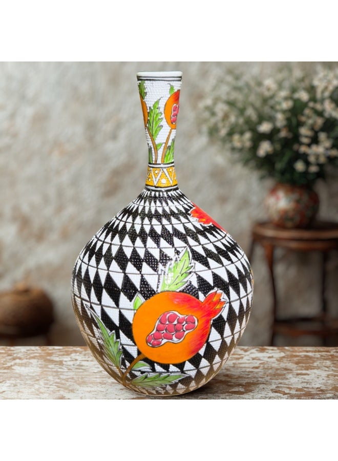 30 cm Handcrafted Decorative Vase with Pomegranate Design - Image 2