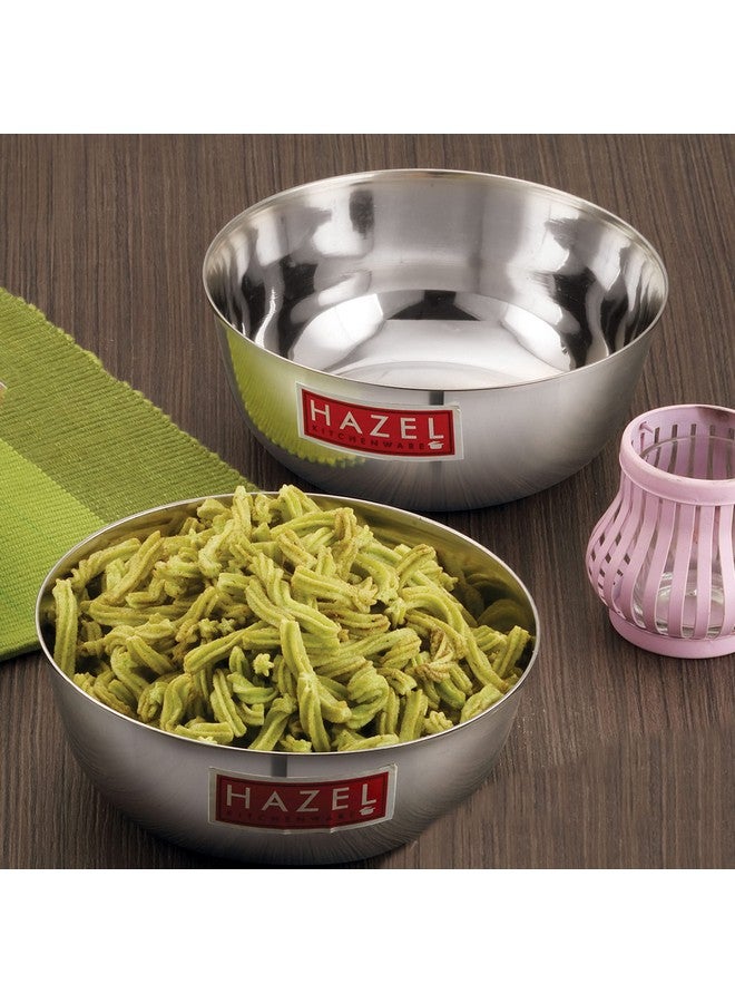 Hazel طقم وعاء تقديم من الفولاذ المقاوم للصدأ HAZEL | 600 مل لكل وعاء خلط لعجينة الكعك | طقم وعاء تقديم للعشاء والغداء | كاتوري فولاذي، مجموعة من 2 - Image 2