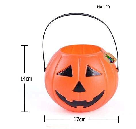 Halloween Pumpkin Basket with Handle Orange and Black  - Image 4