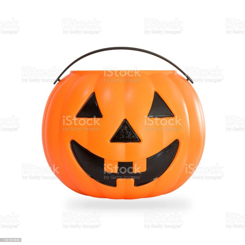 Halloween Pumpkin Basket with Handle Orange and Black  - Image 2