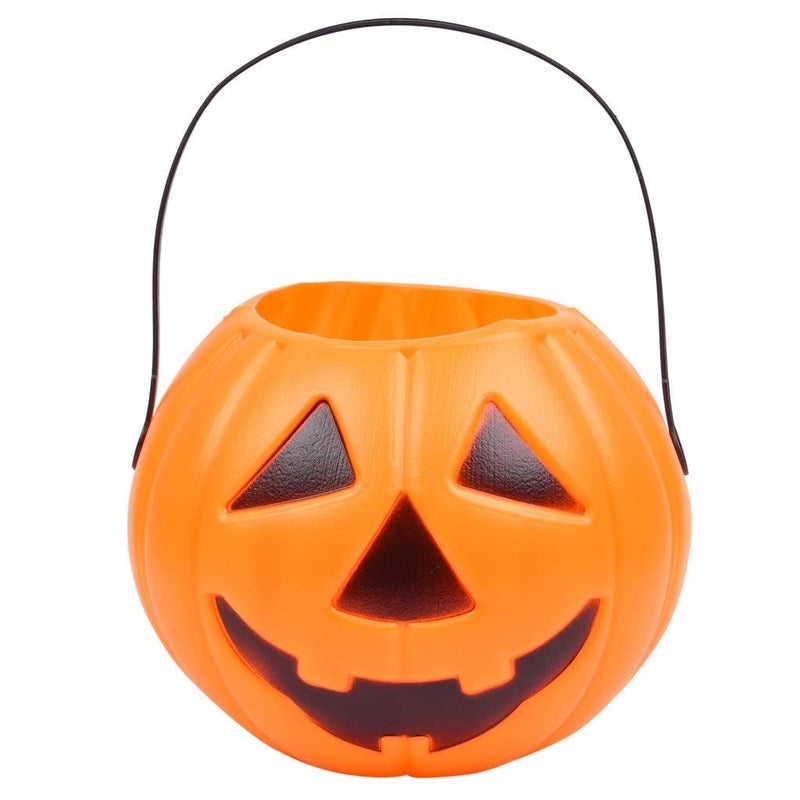 Halloween Pumpkin Basket with Handle Orange and Black  - Image 1