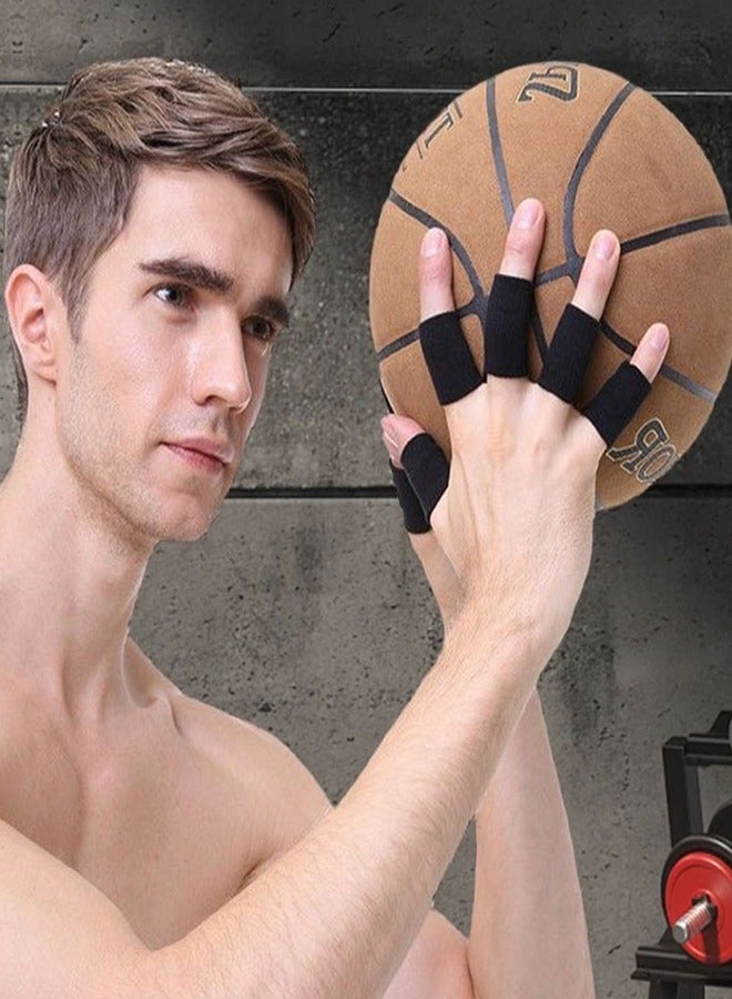 Finger Cots Protector, Set Of 10 Sports Finger Cots Elastic Thumb Support Support For Basketball Golf Premium Finger Cots For Arthritis Perfect Pain Relief (Set of 10 Black) - Image 2
